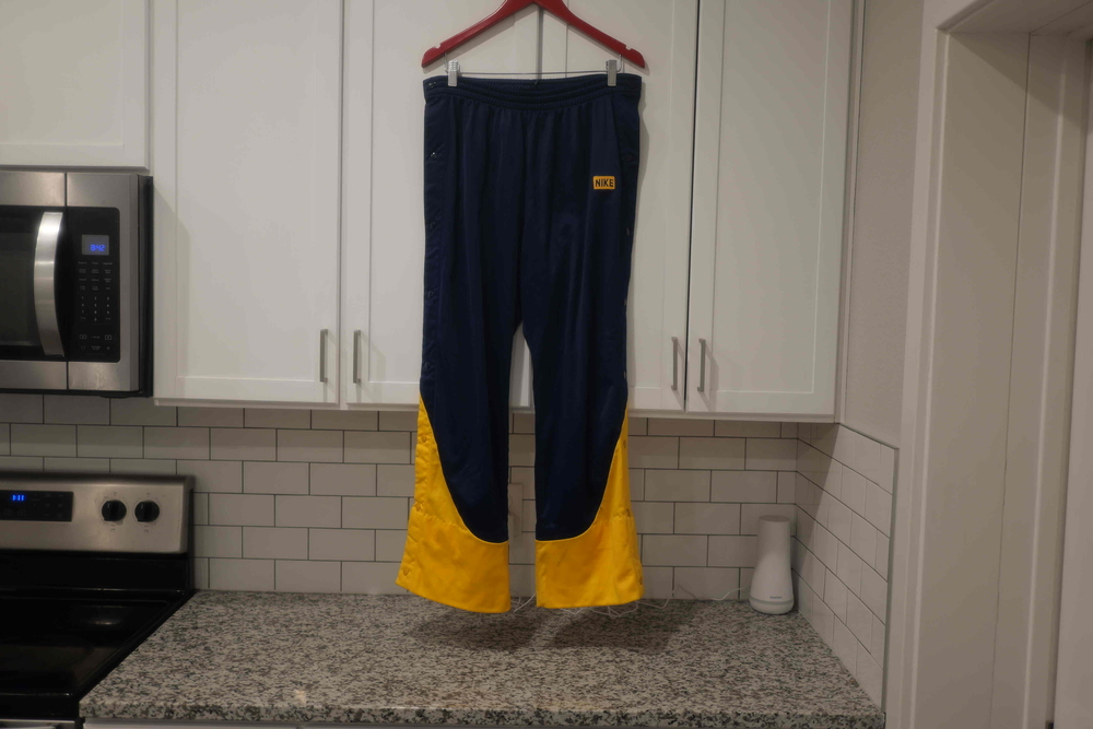 Nike Blue Yellow Athletic Tear Away Jogger Back Zip Pocket Pants Men Size XL
